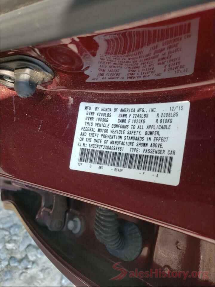 1HGCR2F3XGA098881 2016 HONDA ACCORD