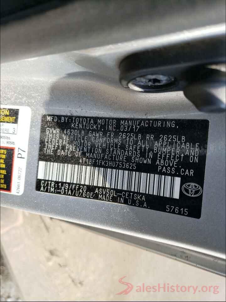 4T1BF1FK3HU753625 2017 TOYOTA CAMRY