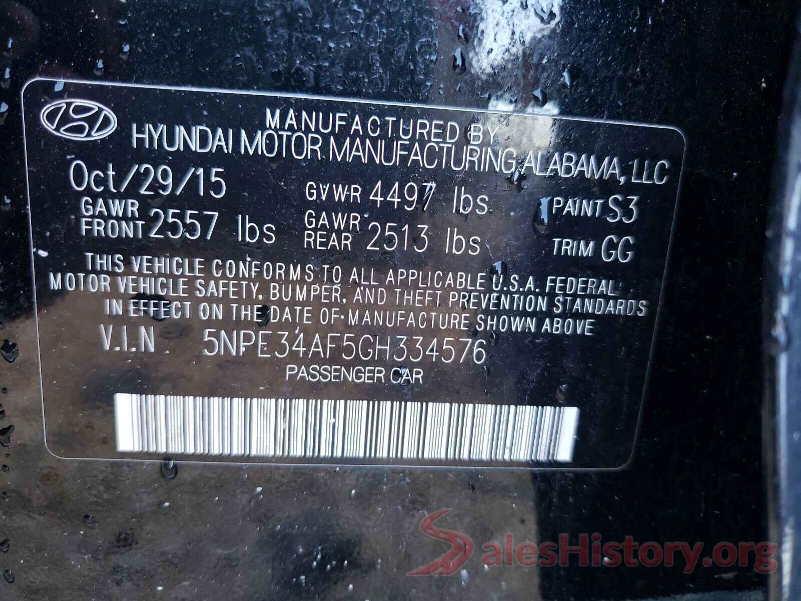 5NPE34AF5GH334576 2016 HYUNDAI SONATA