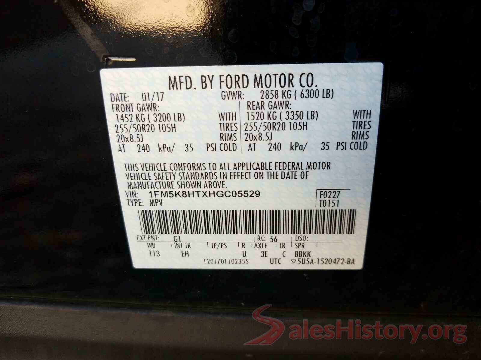 1FM5K8HTXHGC05529 2017 FORD EXPLORER