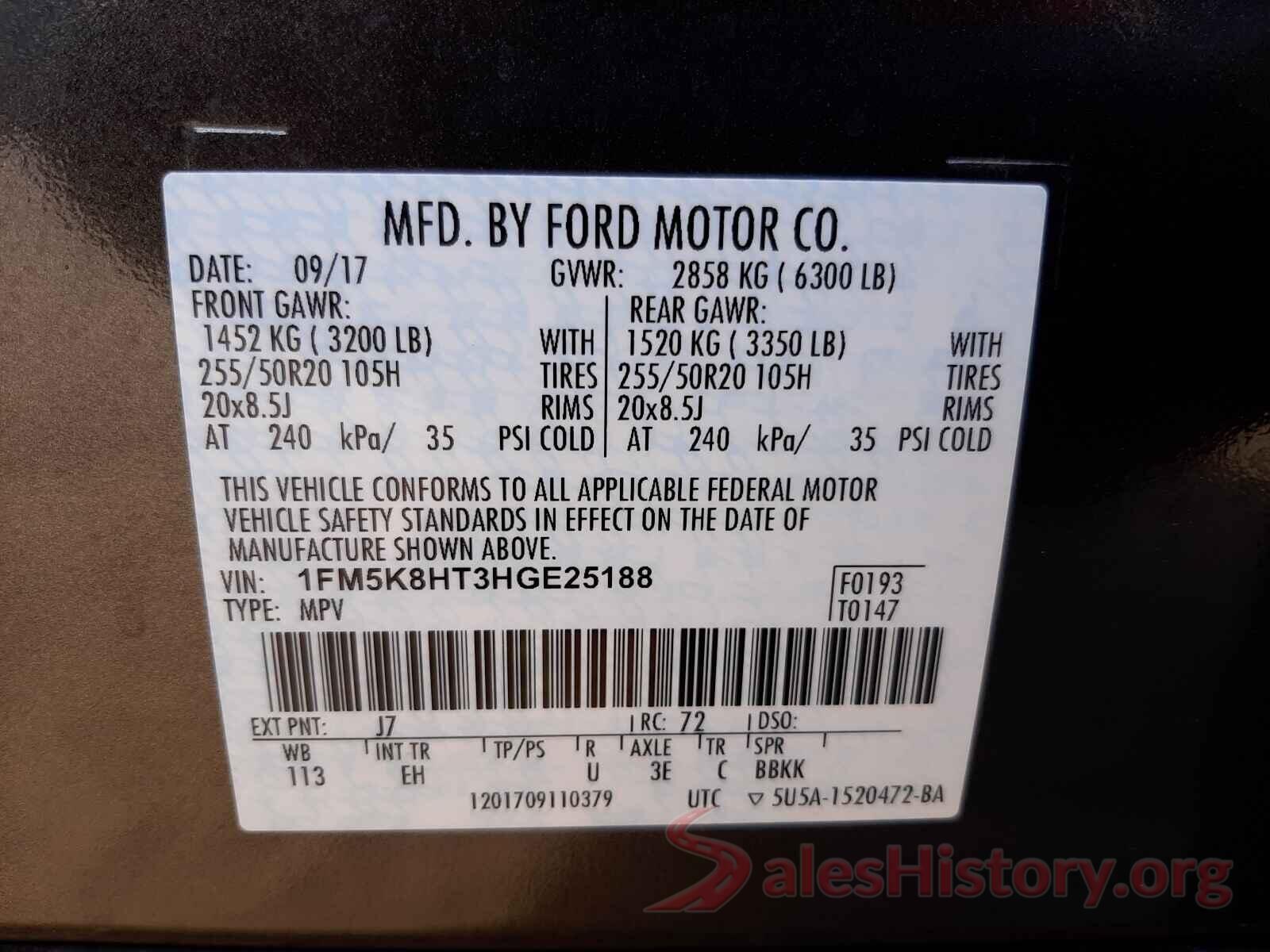 1FM5K8HT3HGE25188 2017 FORD EXPLORER