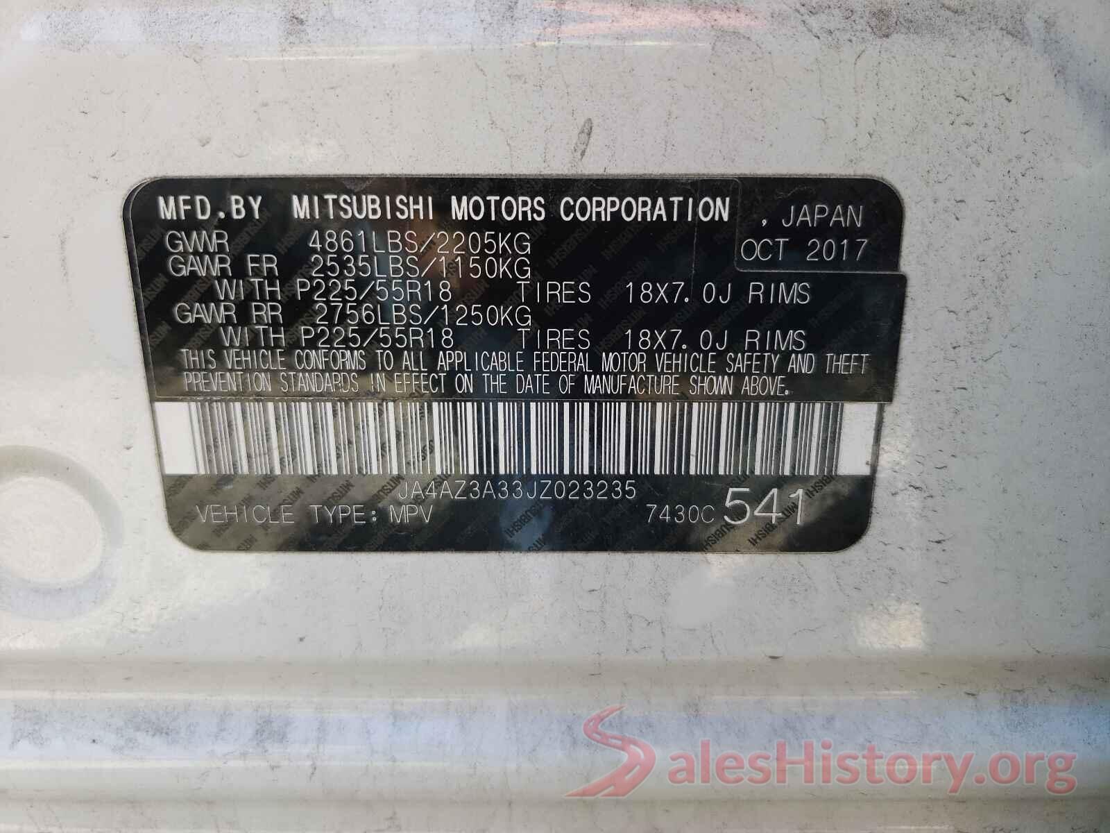 JA4AZ3A33JZ023235 2018 MITSUBISHI OUTLANDER