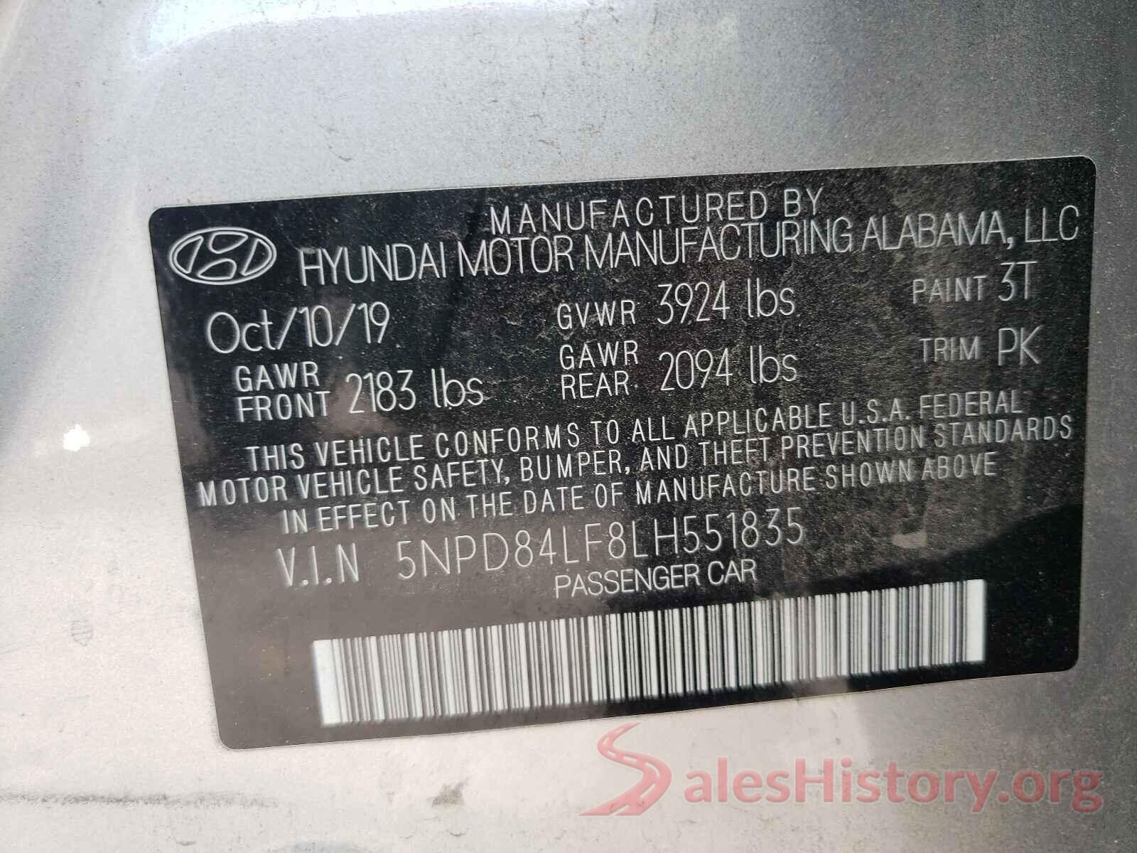 5NPD84LF8LH551835 2020 HYUNDAI ELANTRA