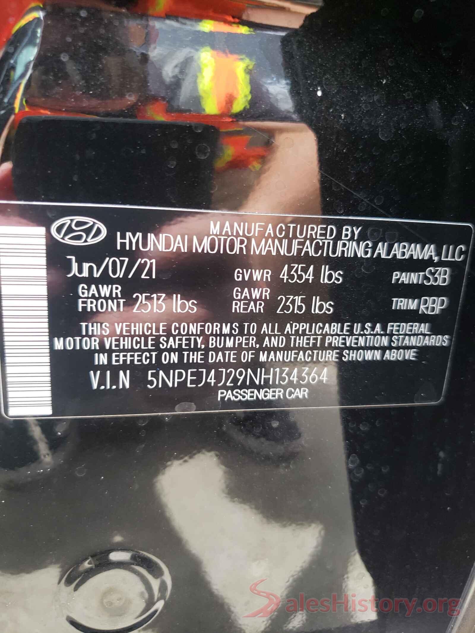 5NPEJ4J29NH134364 2022 HYUNDAI SONATA