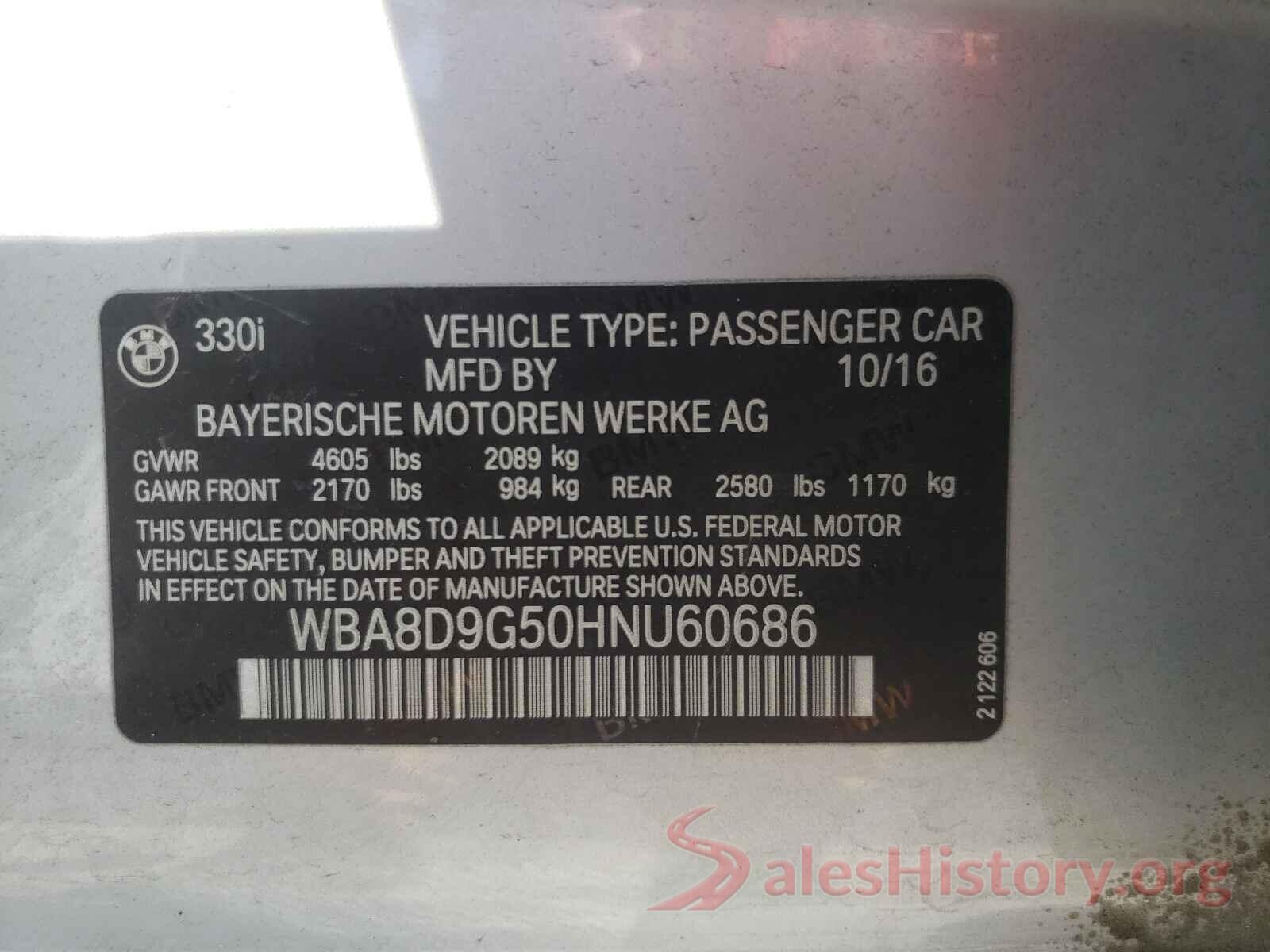 WBA8D9G50HNU60686 2017 BMW 3 SERIES