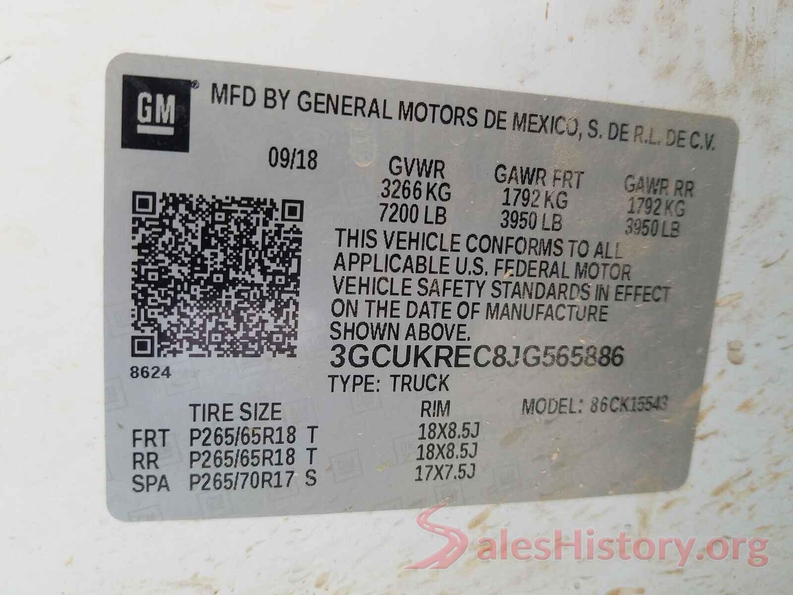 3GCUKREC8JG565886 2018 CHEVROLET SILVERADO