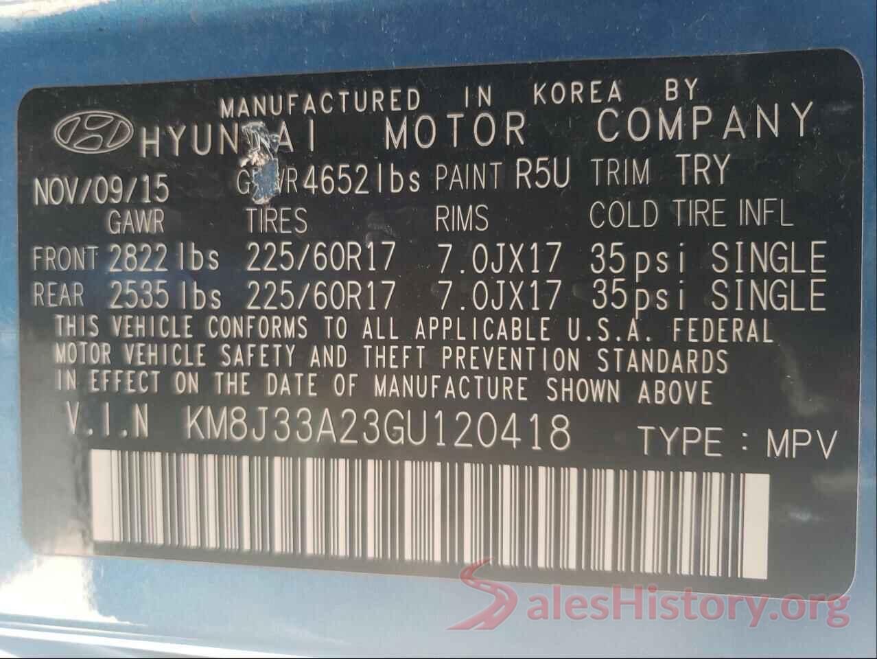 KM8J33A23GU120418 2016 HYUNDAI TUCSON