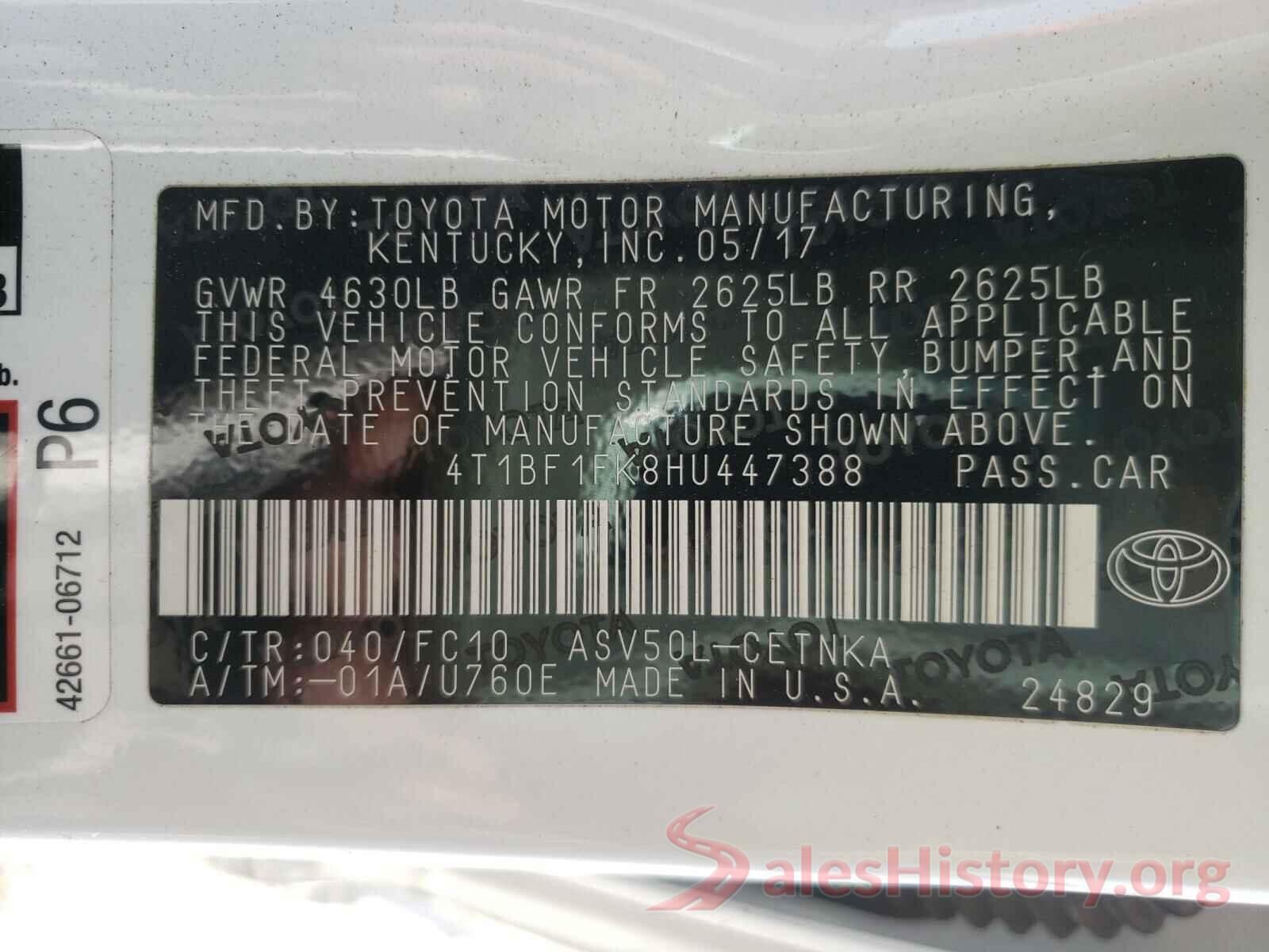 4T1BF1FK8HU447388 2017 TOYOTA CAMRY