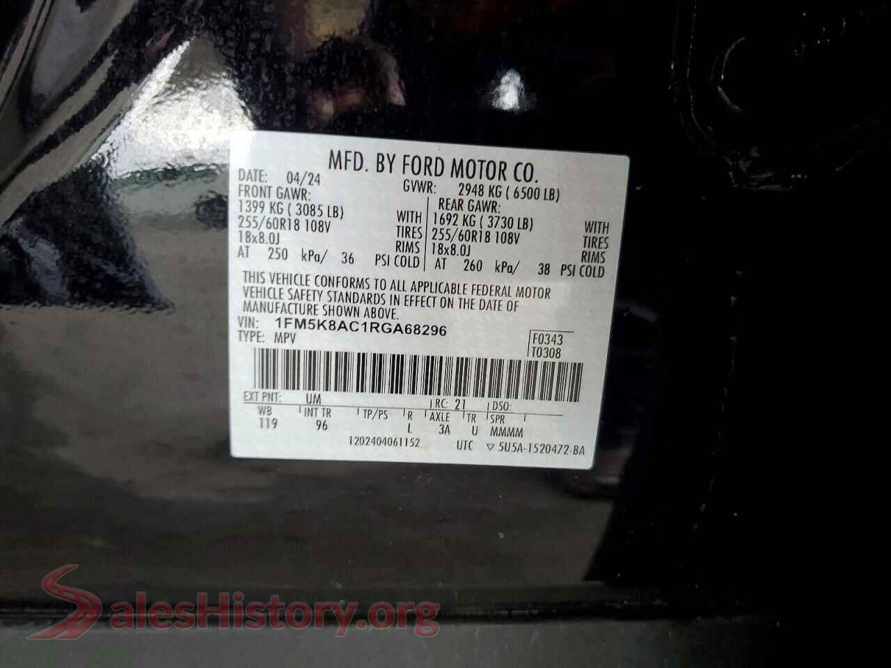 2024 FORD EXPLORER VIN 1FM5K8AC1RGA68296, wheel and tire