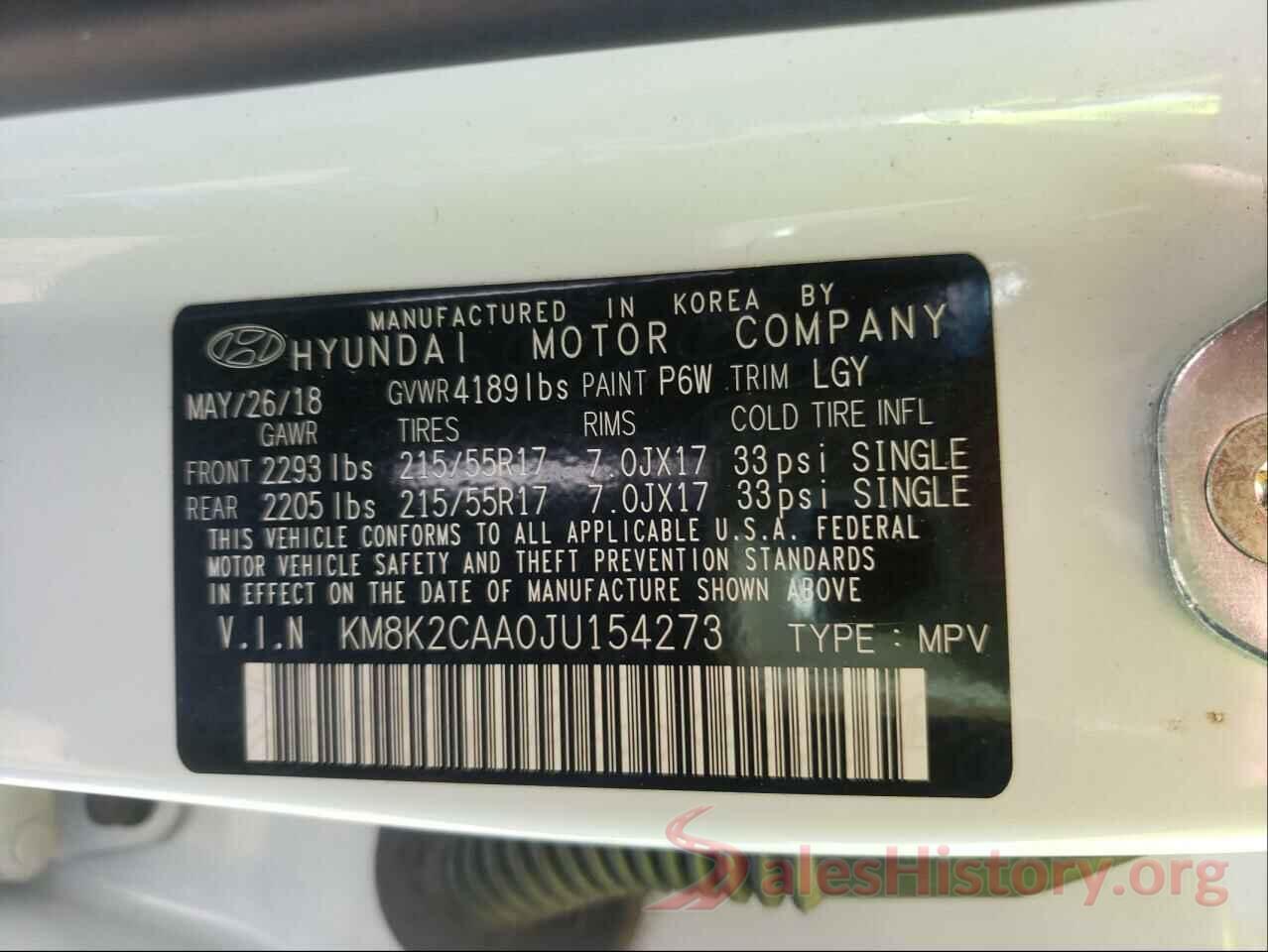 KM8K2CAA0JU154273 2018 HYUNDAI KONA