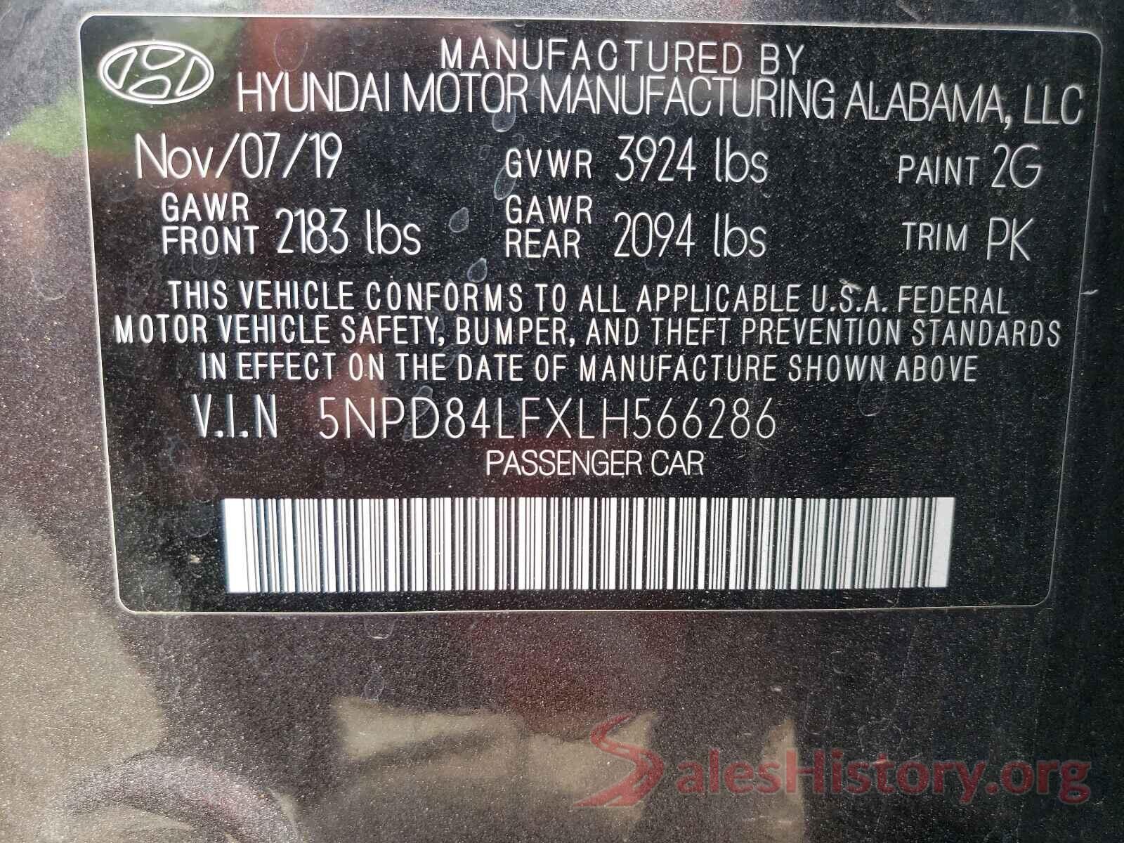 5NPD84LFXLH566286 2020 HYUNDAI ELANTRA