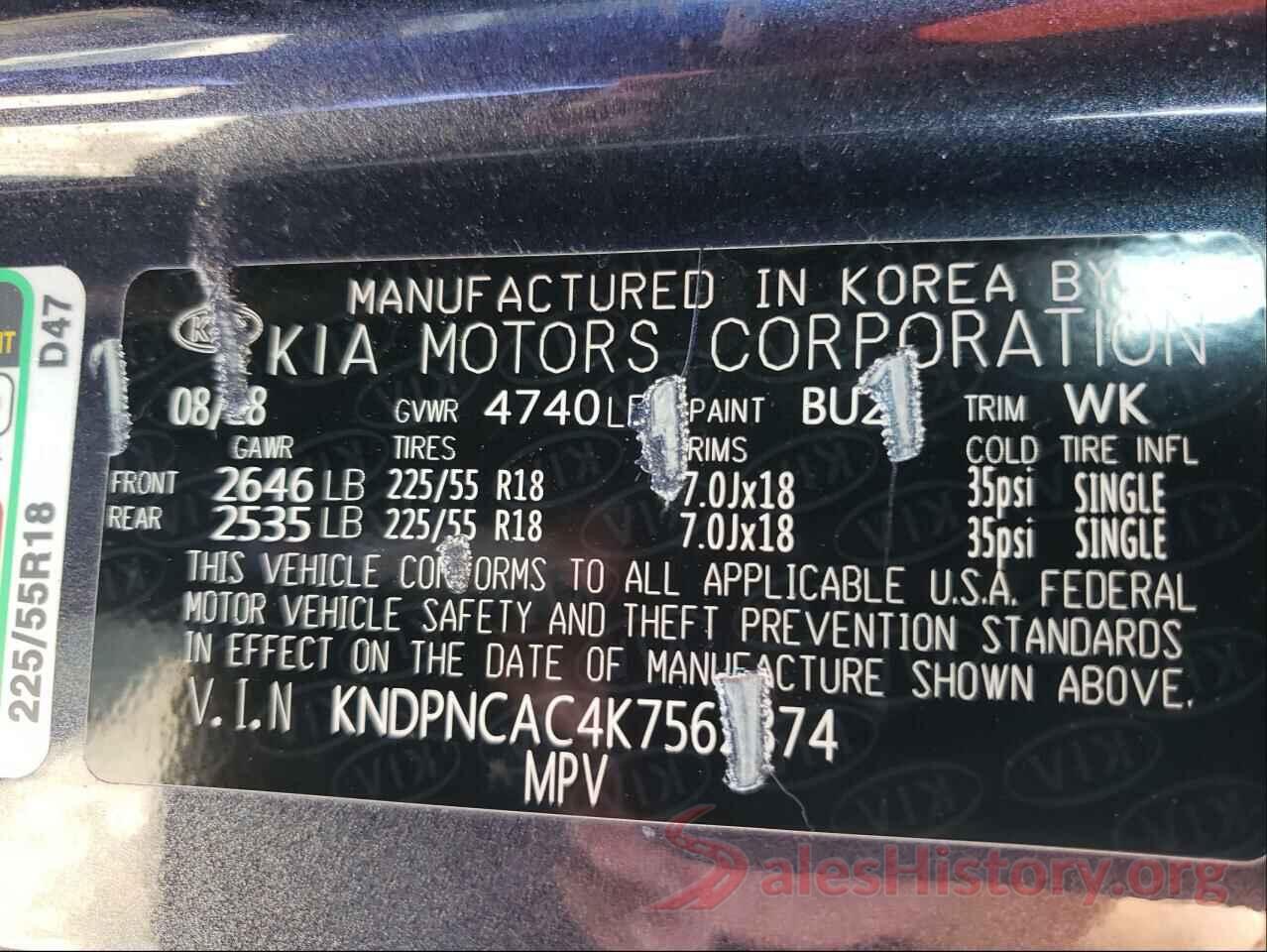 KNDPNCAC4K7562374 2019 KIA SPORTAGE