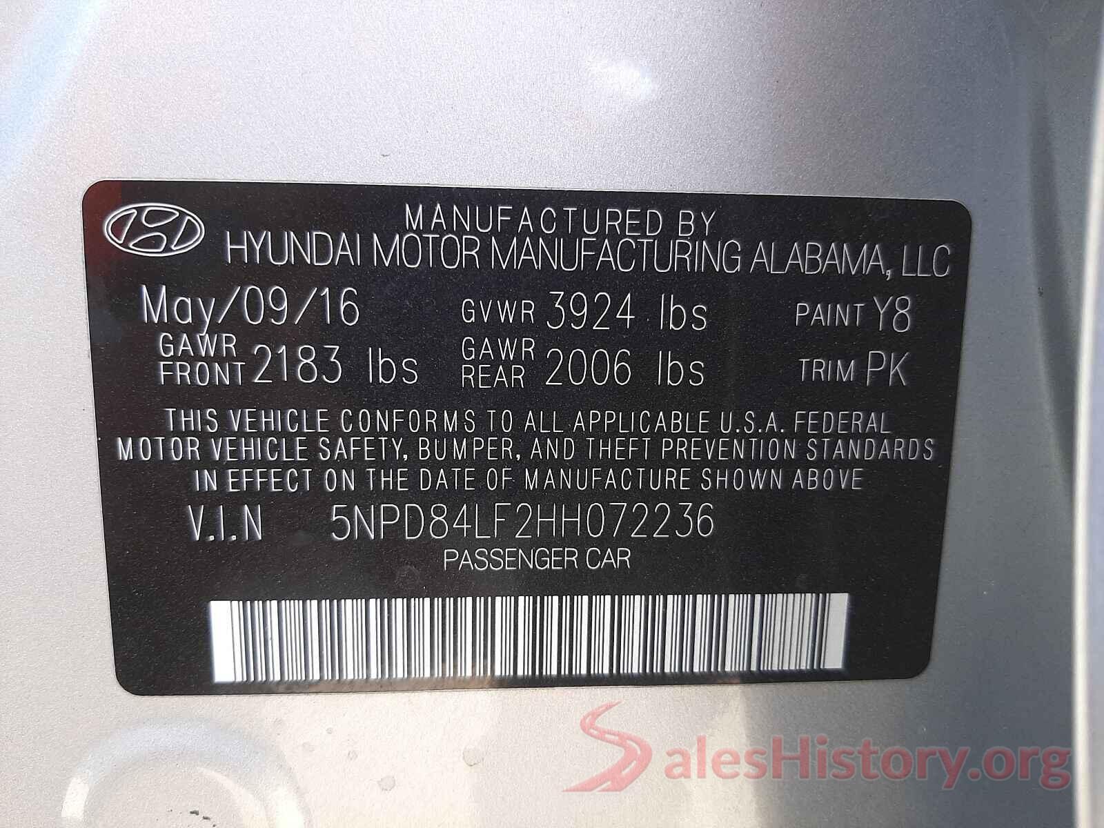 5NPD84LF2HH072236 2017 HYUNDAI ELANTRA