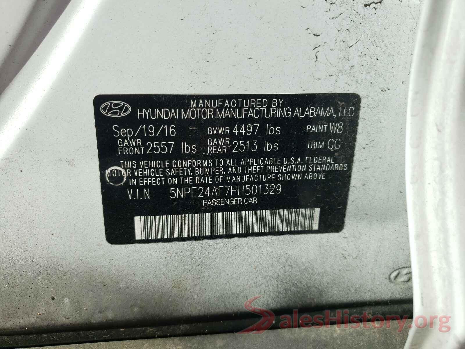 5NPE24AF7HH501329 2017 HYUNDAI SONATA