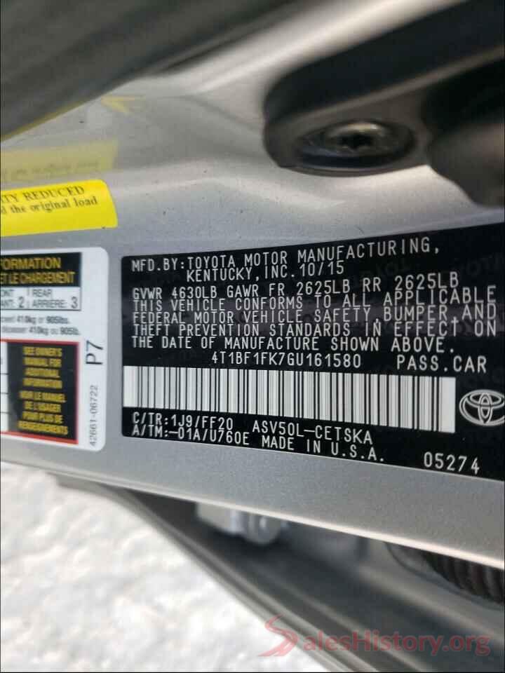 4T1BF1FK7GU161580 2016 TOYOTA CAMRY