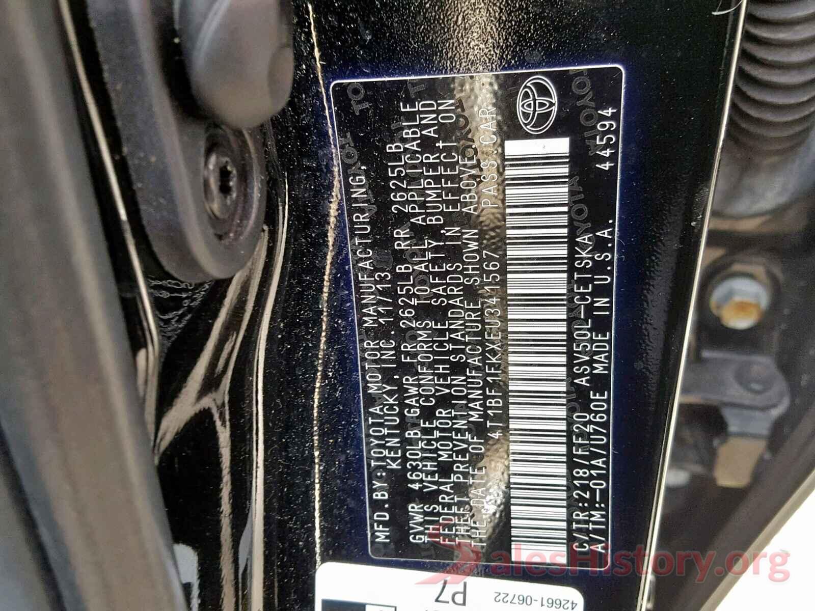 4T1BF1FKXEU341567 2014 TOYOTA CAMRY