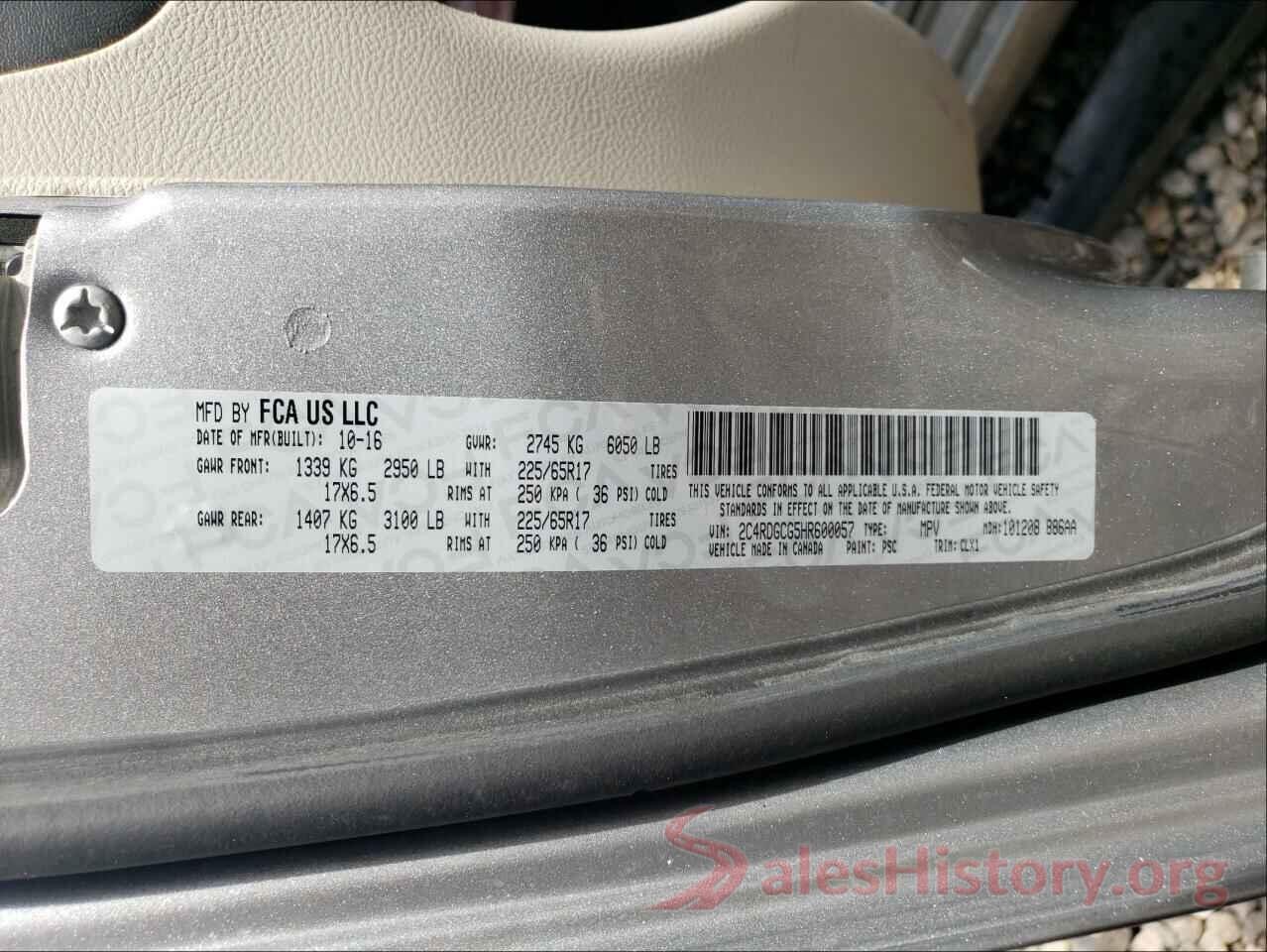 2C4RDGCG5HR600057 2017 DODGE GRAND CARA