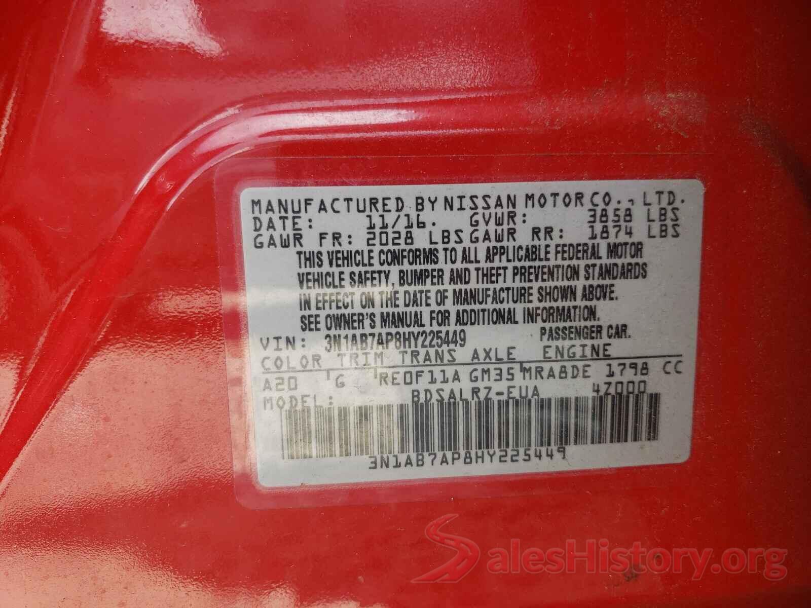 3N1AB7AP8HY225449 2017 NISSAN SENTRA