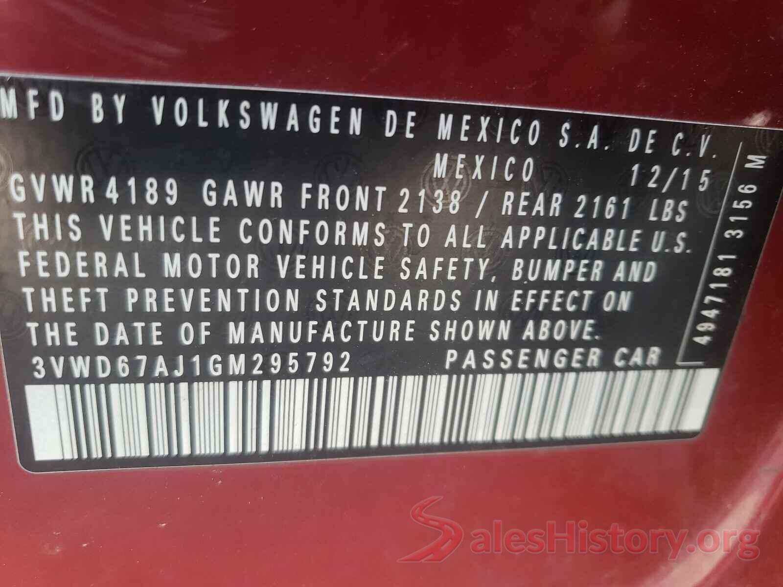 3VWD67AJ1GM295792 2016 VOLKSWAGEN JETTA