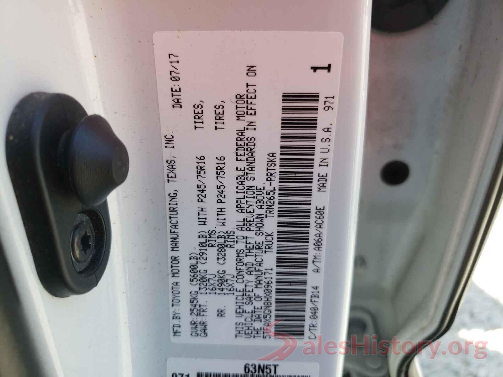 5TFAX5GN8HX096171 2017 TOYOTA TACOMA