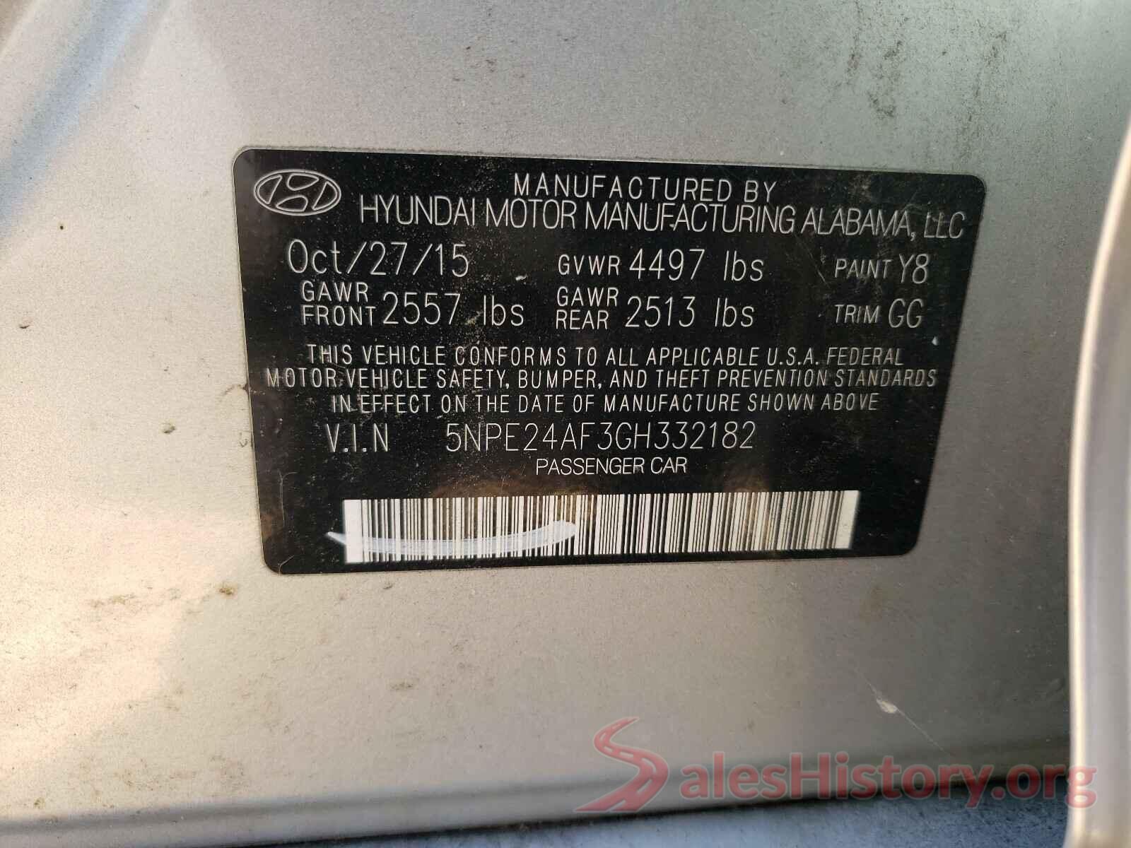 5NPE24AF3GH332182 2016 HYUNDAI SONATA