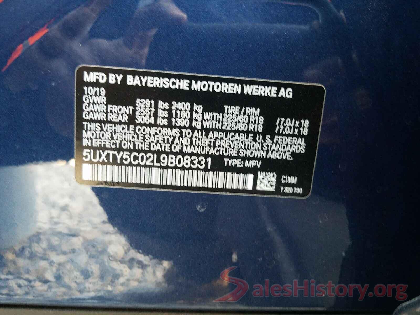 5UXTY5C02L9B08331 2020 BMW X3