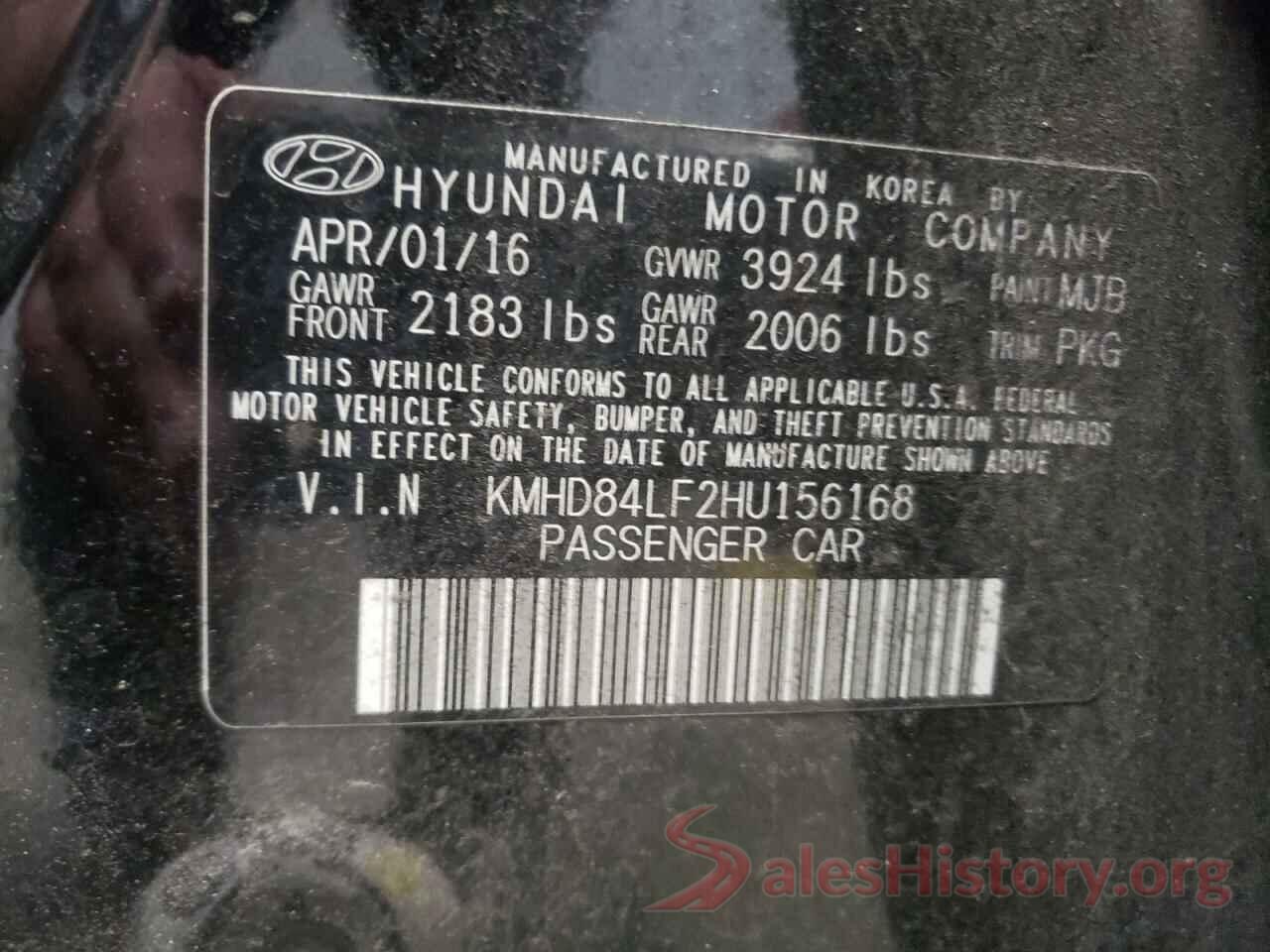 KMHD84LF2HU156168 2017 HYUNDAI ELANTRA