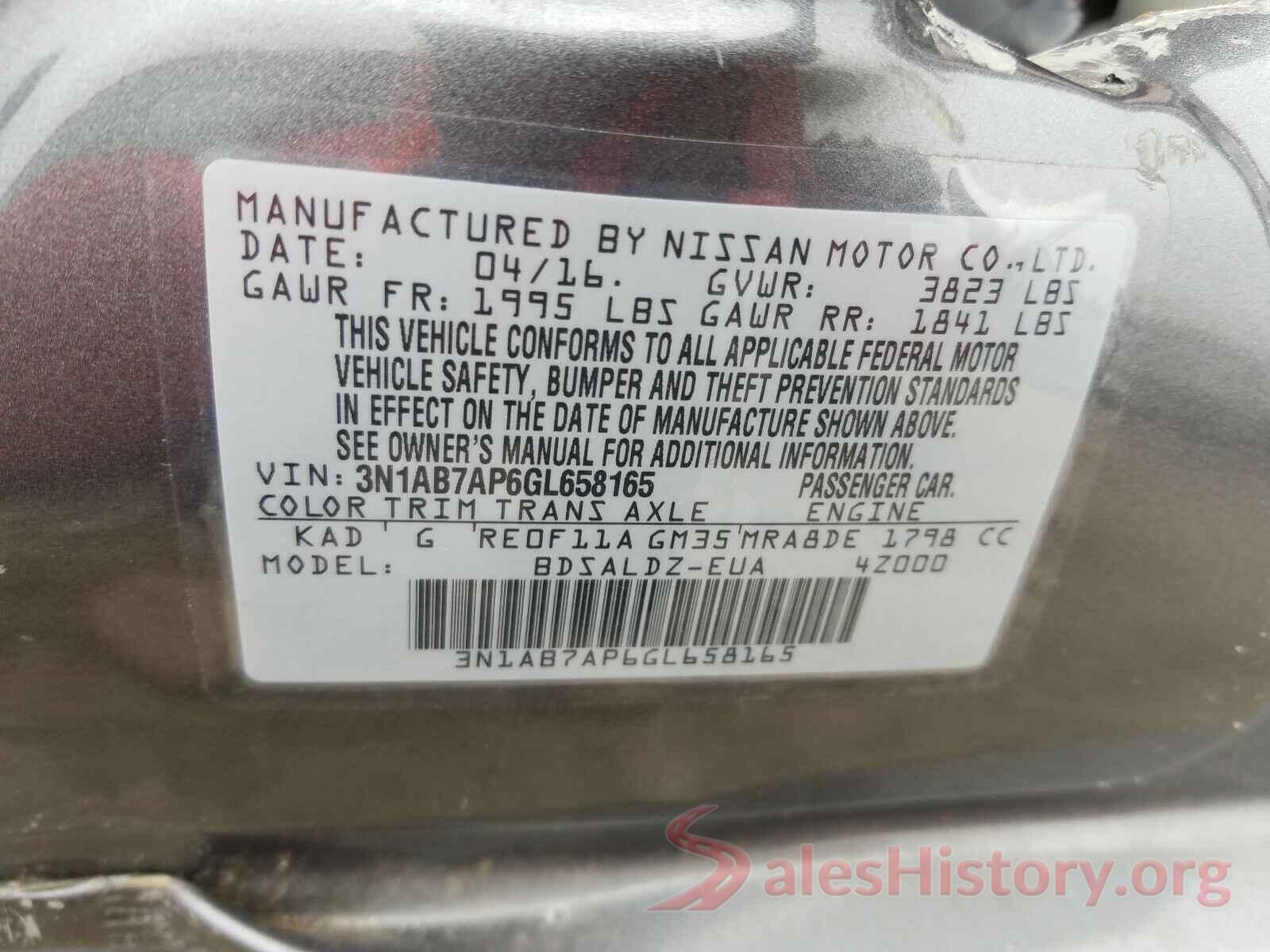 3N1AB7AP6GL658165 2016 NISSAN SENTRA