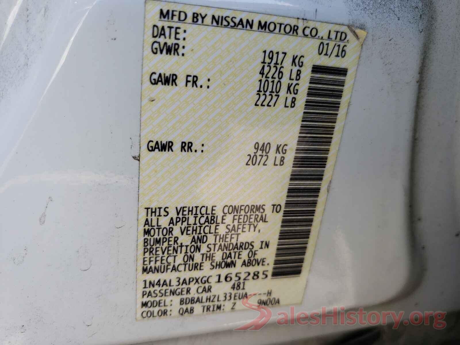 1N4AL3APXGC165285 2016 NISSAN ALTIMA