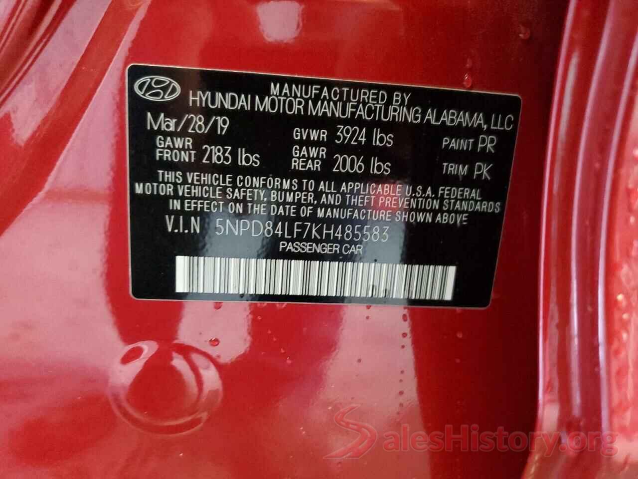 5NPD84LF7KH485583 2019 HYUNDAI ELANTRA