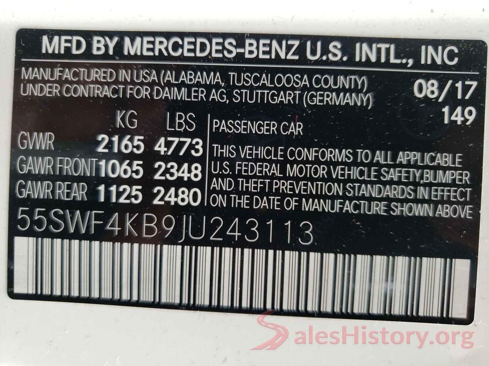 55SWF4KB9JU243113 2018 MERCEDES-BENZ C-CLASS