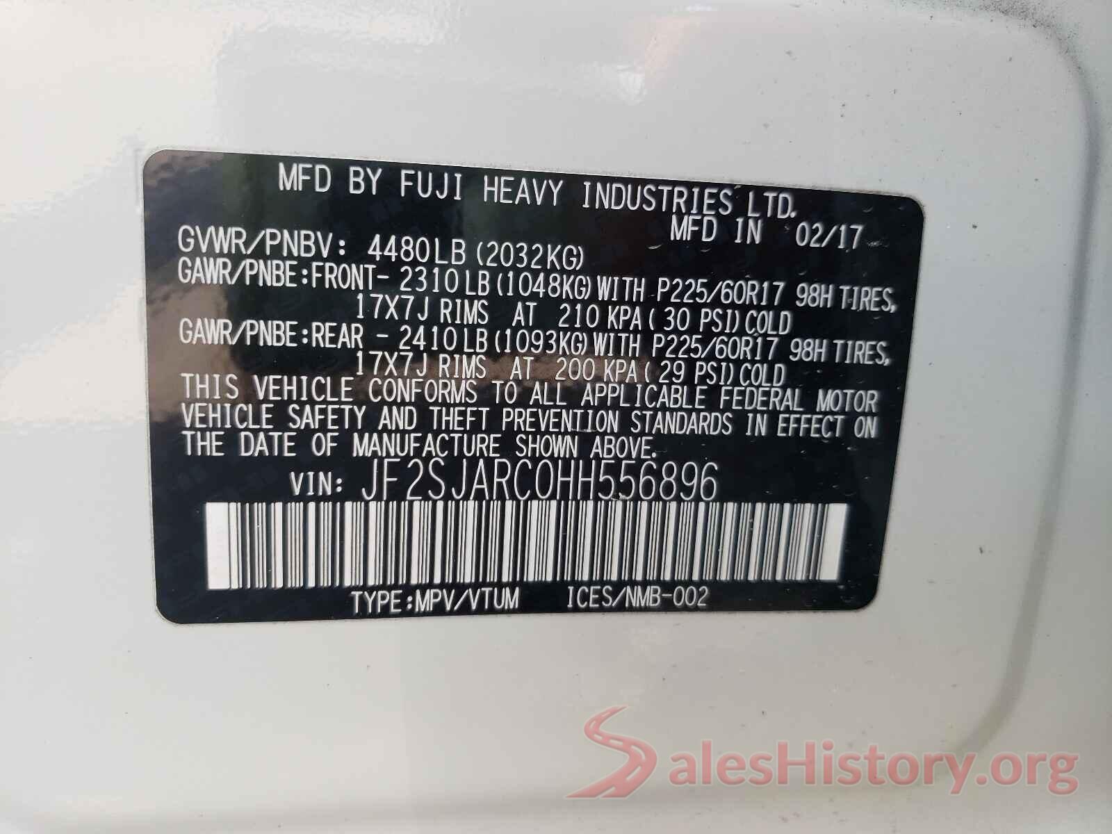 JF2SJARC0HH556896 2017 SUBARU FORESTER