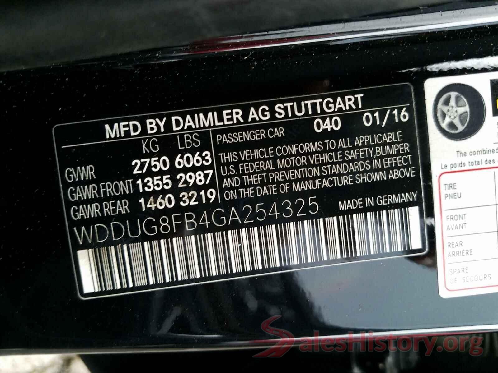 WDDUG8FB4GA254325 2016 MERCEDES-BENZ S CLASS