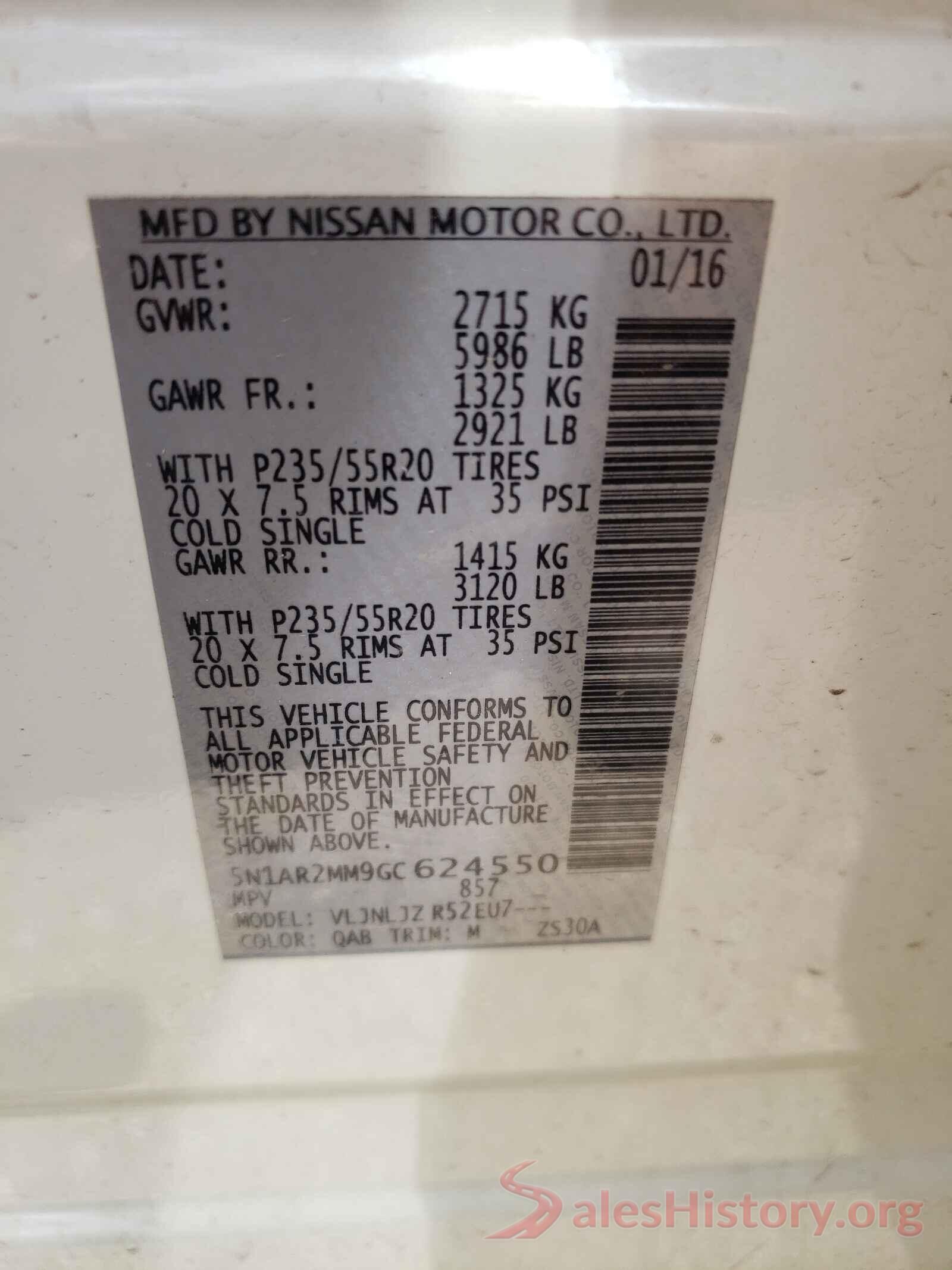 5N1AR2MM9GC624550 2016 NISSAN PATHFINDER