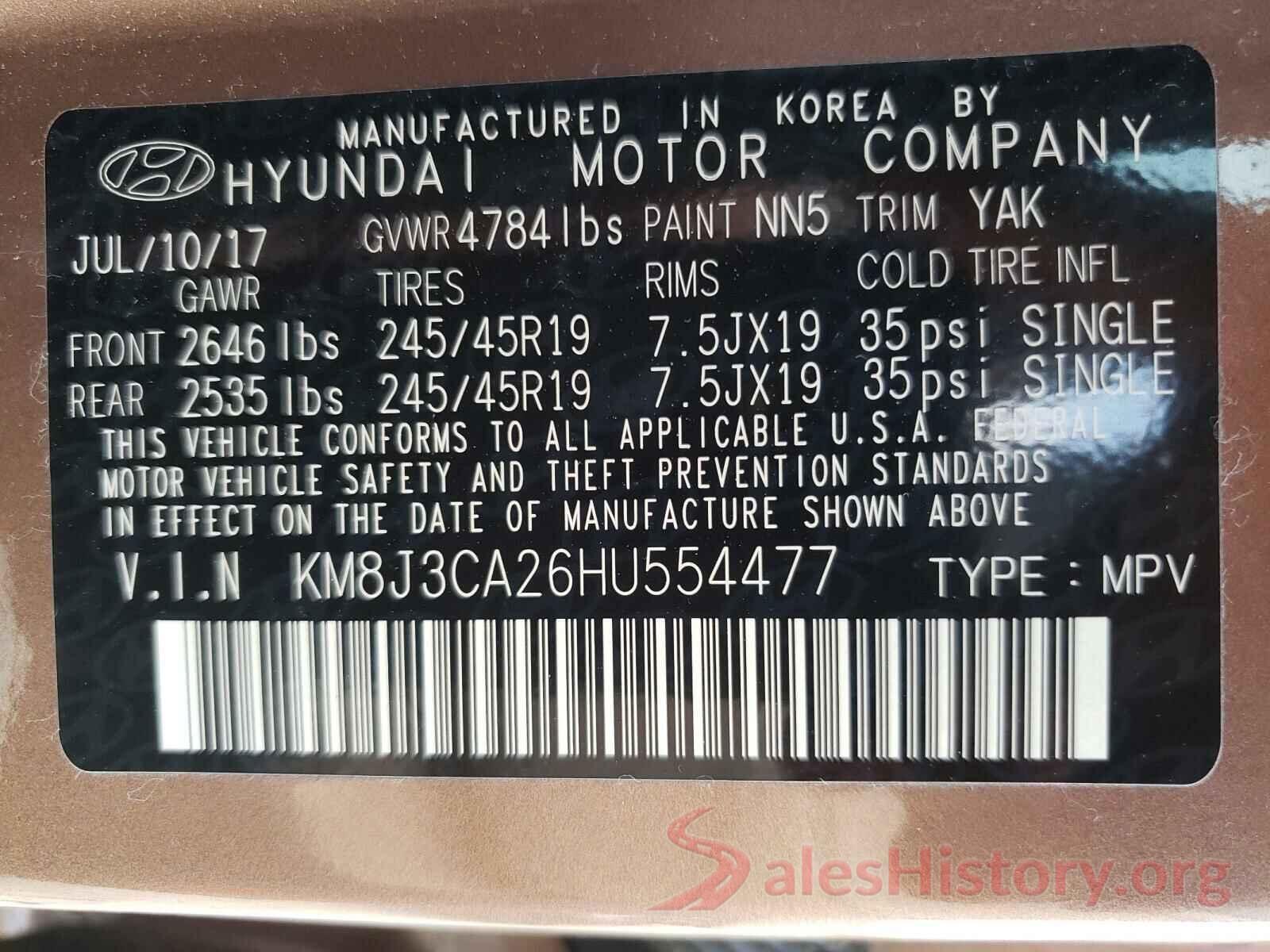 KM8J3CA26HU554477 2017 HYUNDAI TUCSON