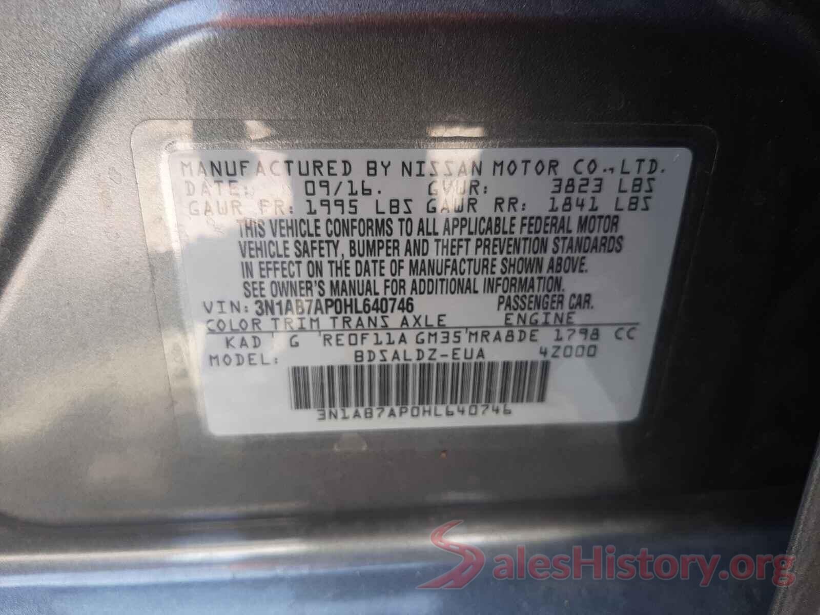 3N1AB7AP0HL640746 2017 NISSAN SENTRA