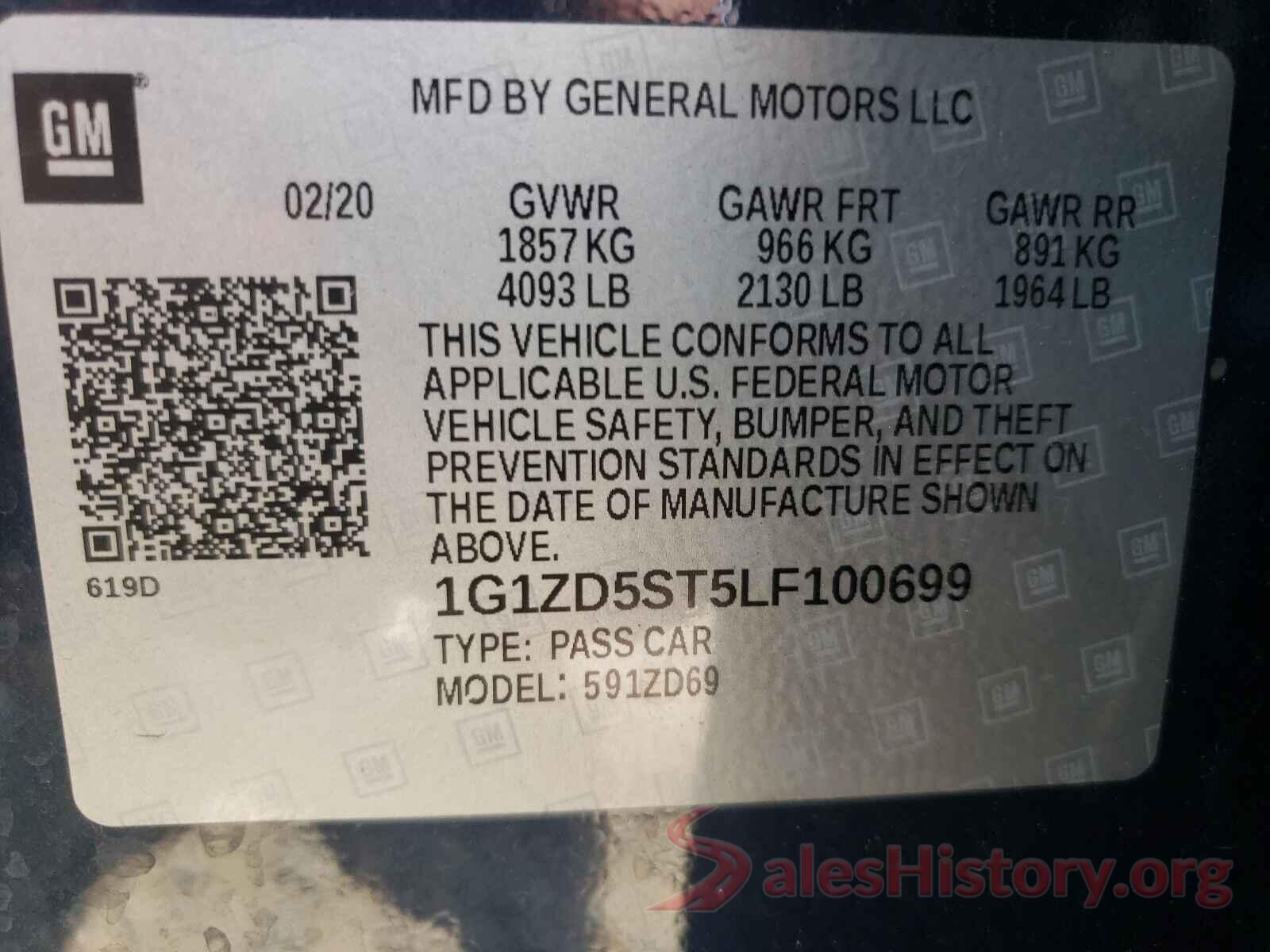 1G1ZD5ST5LF100699 2020 CHEVROLET MALIBU