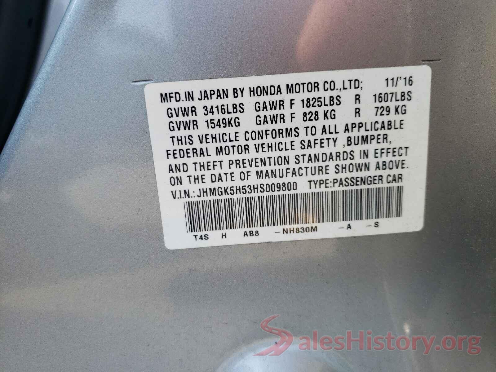 JHMGK5H53HS009800 2017 HONDA FIT