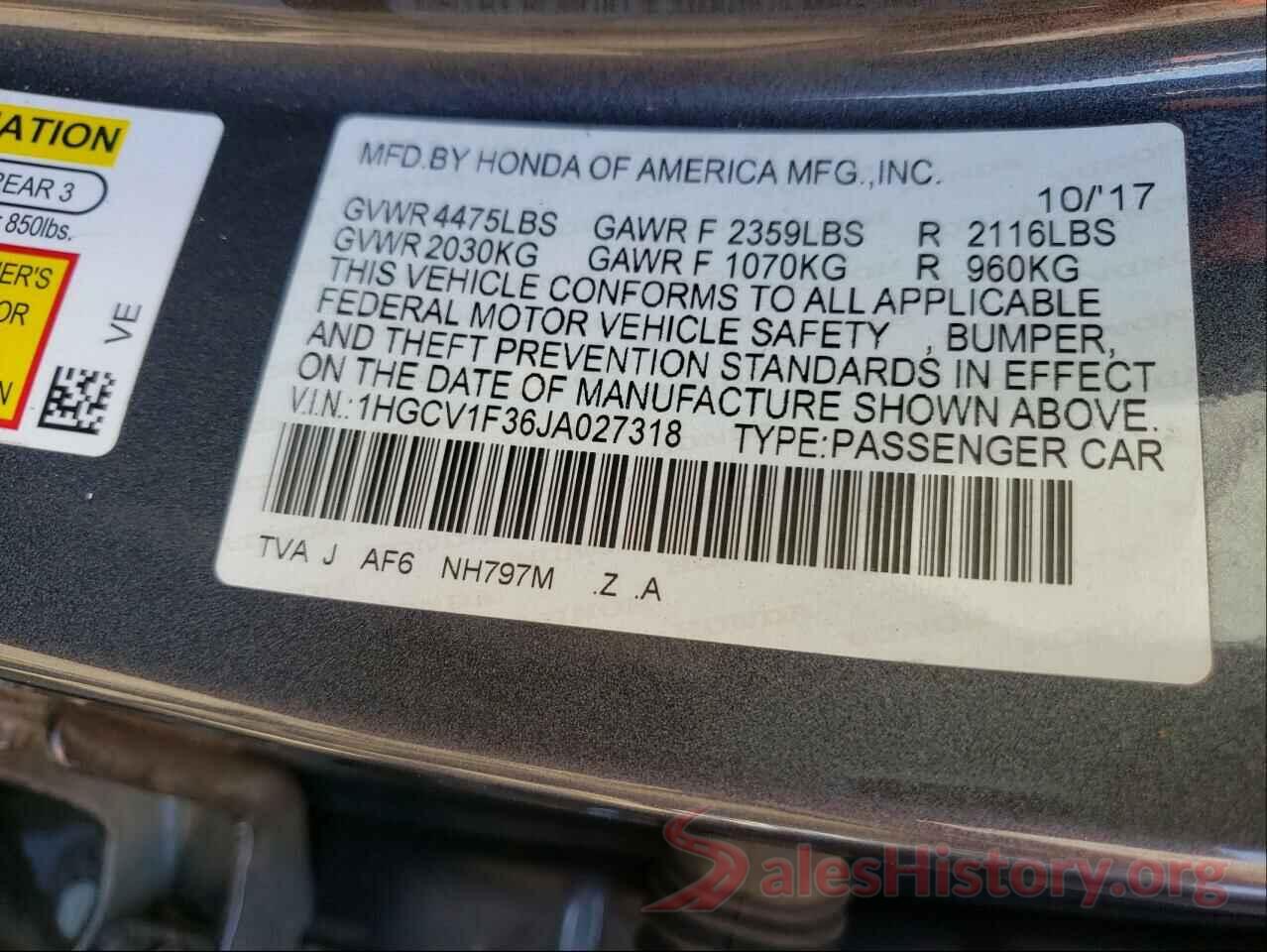 1HGCV1F36JA027318 2018 HONDA ACCORD