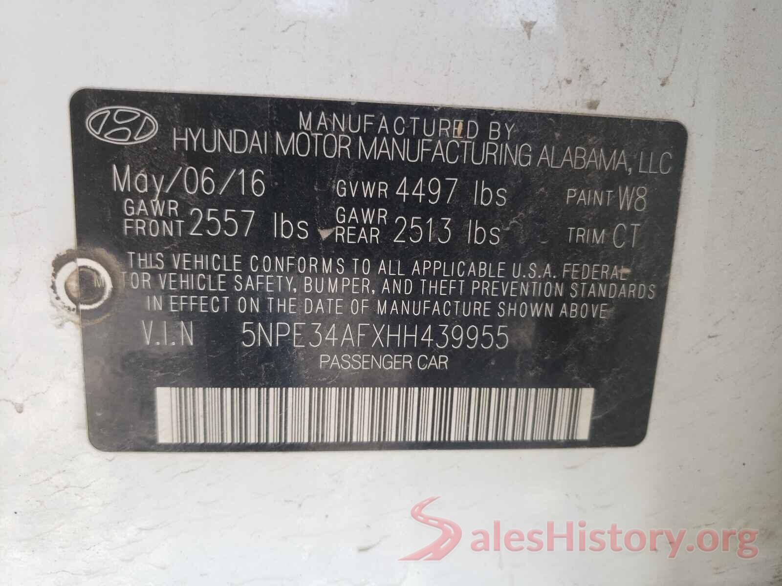 5NPE34AFXHH439955 2017 HYUNDAI SONATA