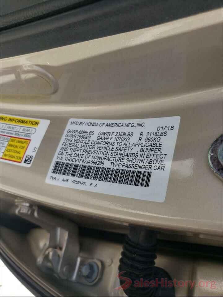 1HGCV1F42JA096208 2018 HONDA ACCORD