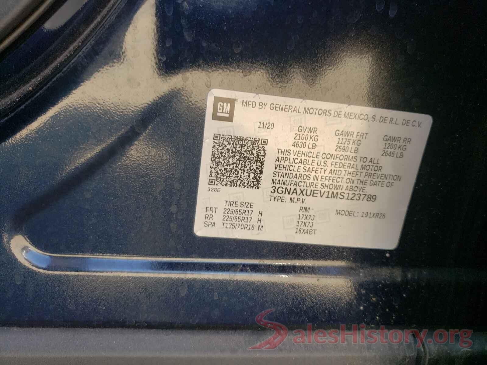 3GNAXUEV1MS123789 2021 CHEVROLET EQUINOX