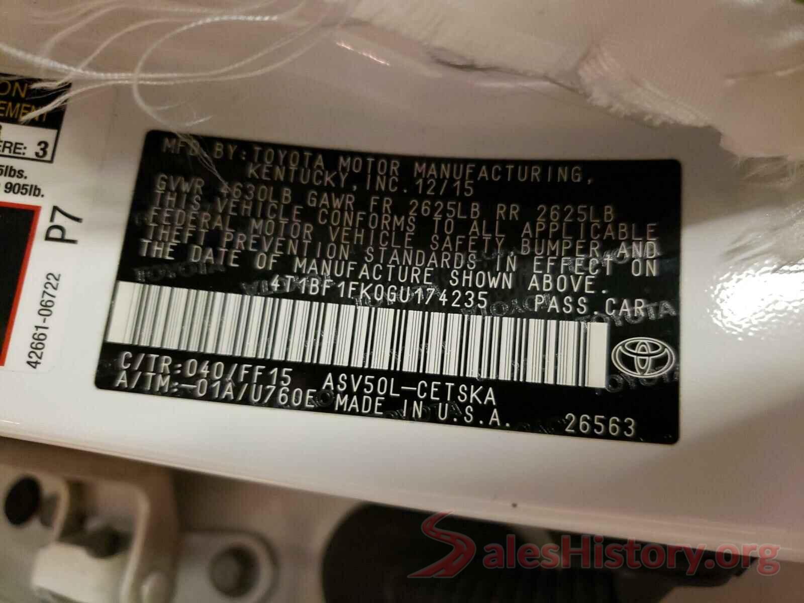 4T1BF1FK0GU174235 2016 TOYOTA CAMRY