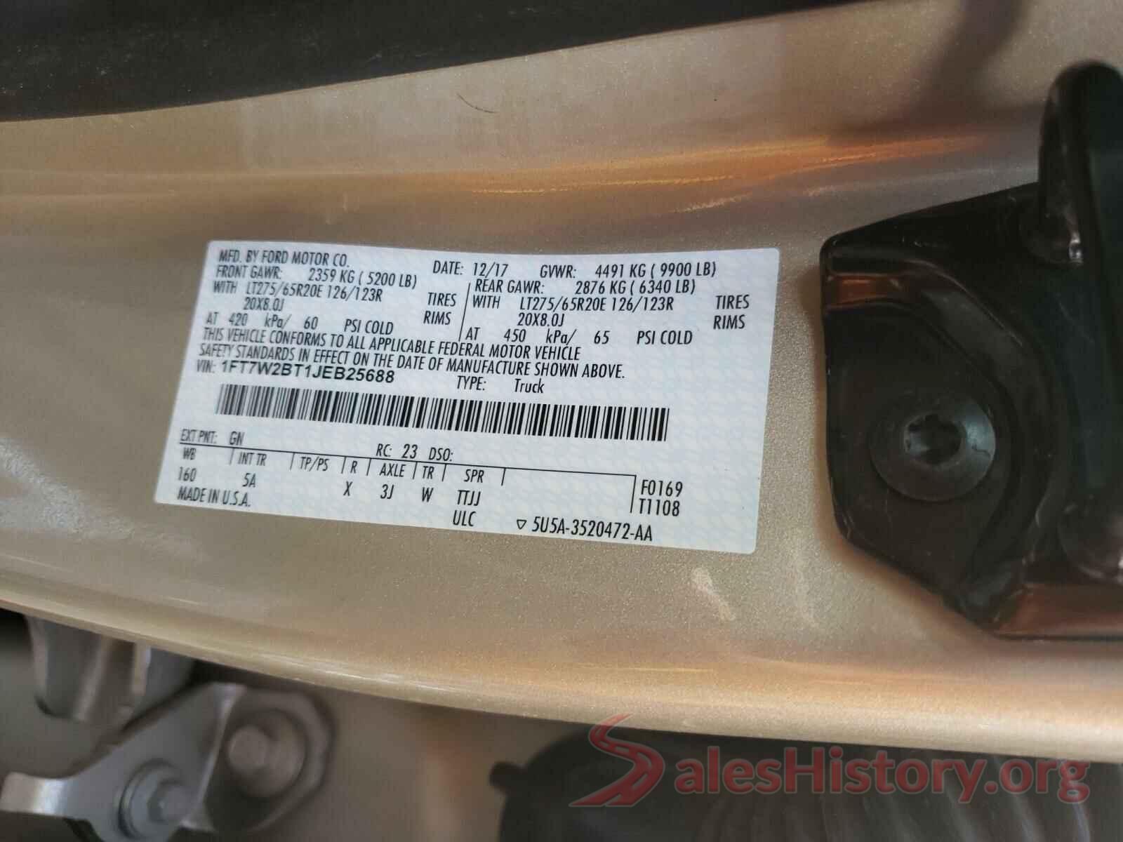 1FT7W2BT1JEB25688 2018 FORD F250