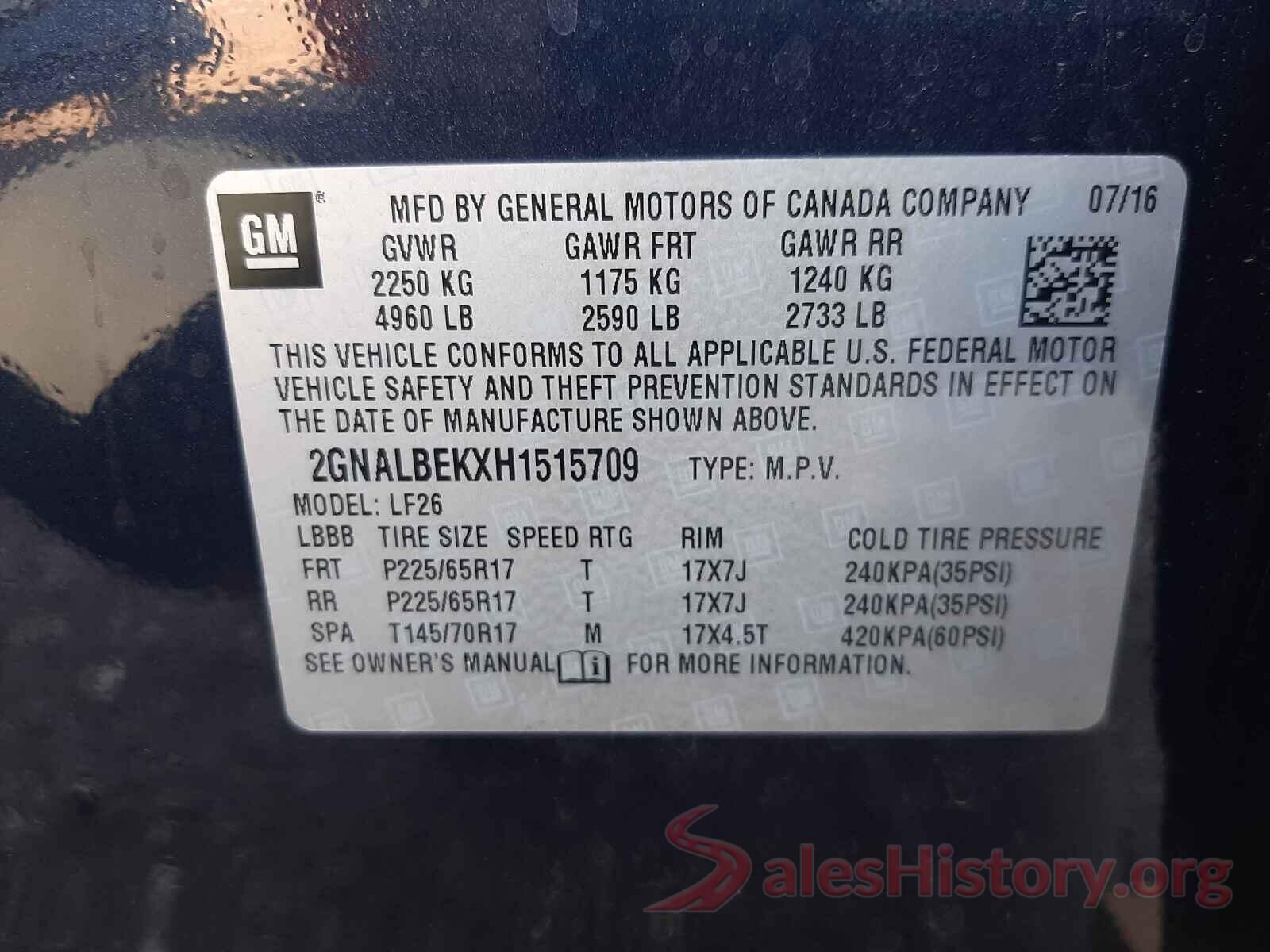 2GNALBEKXH1515709 2017 CHEVROLET EQUINOX