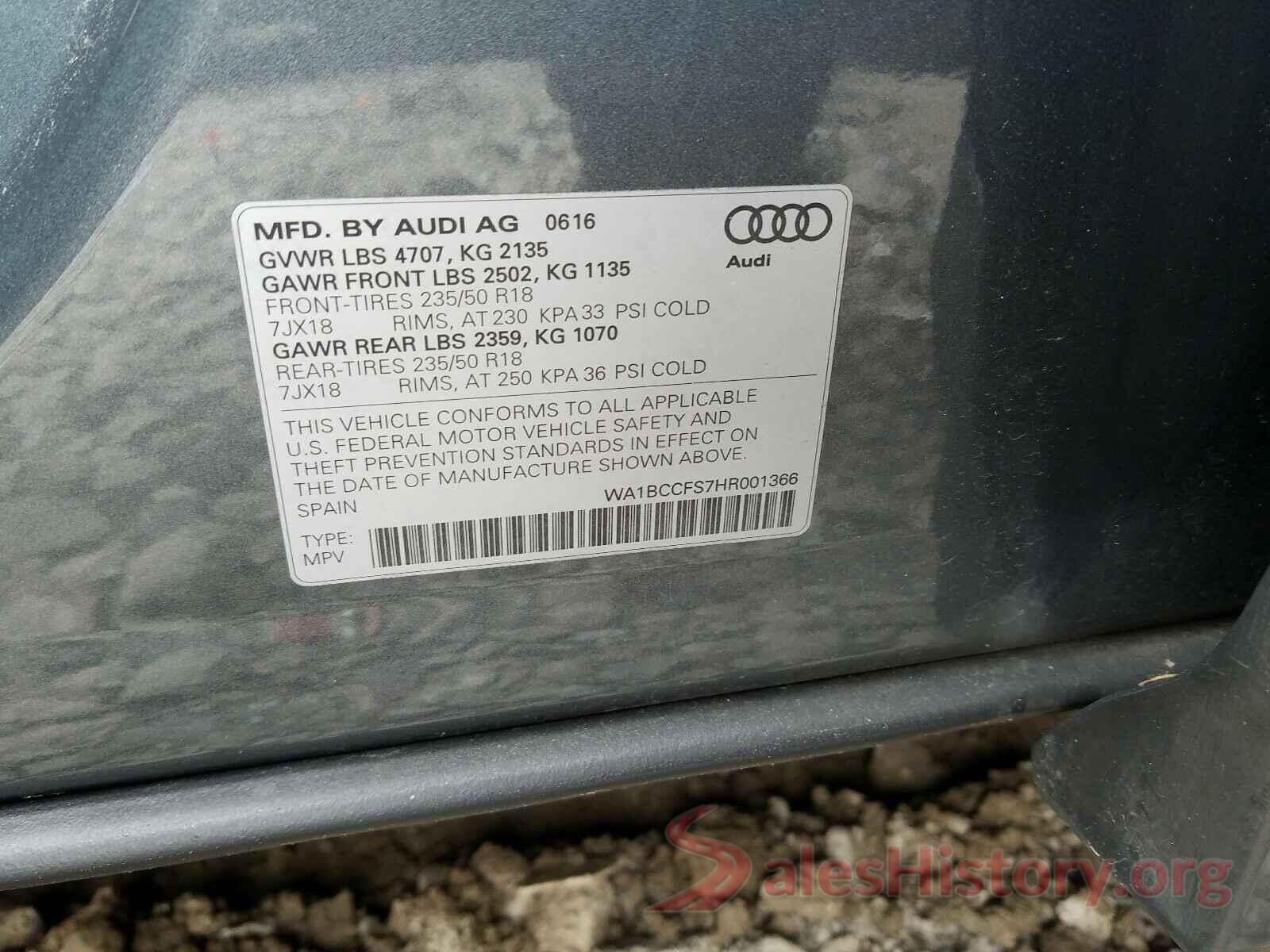 WA1BCCFS7HR001366 2017 AUDI Q3