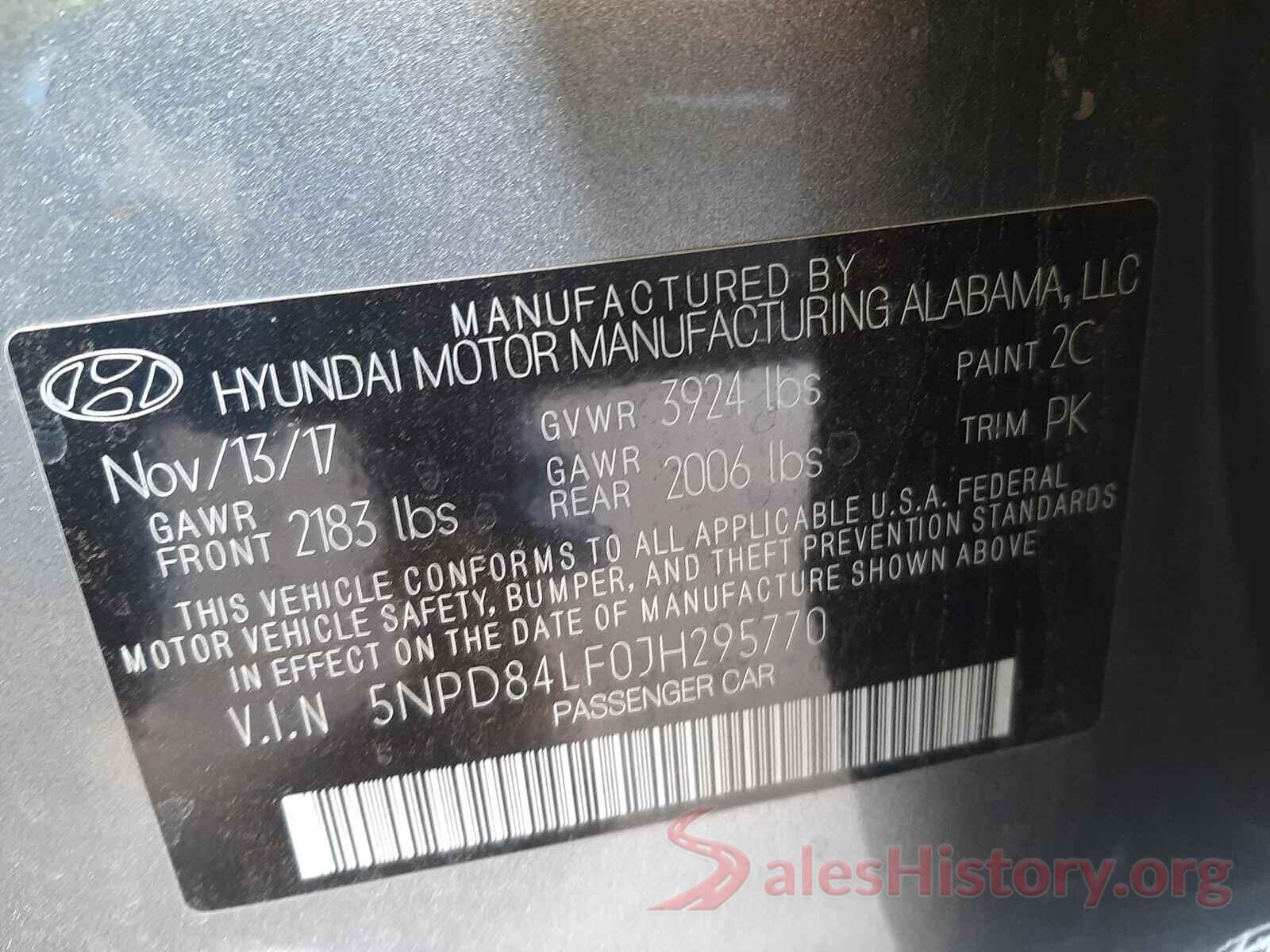 5NPD84LF0JH295770 2018 HYUNDAI ELANTRA