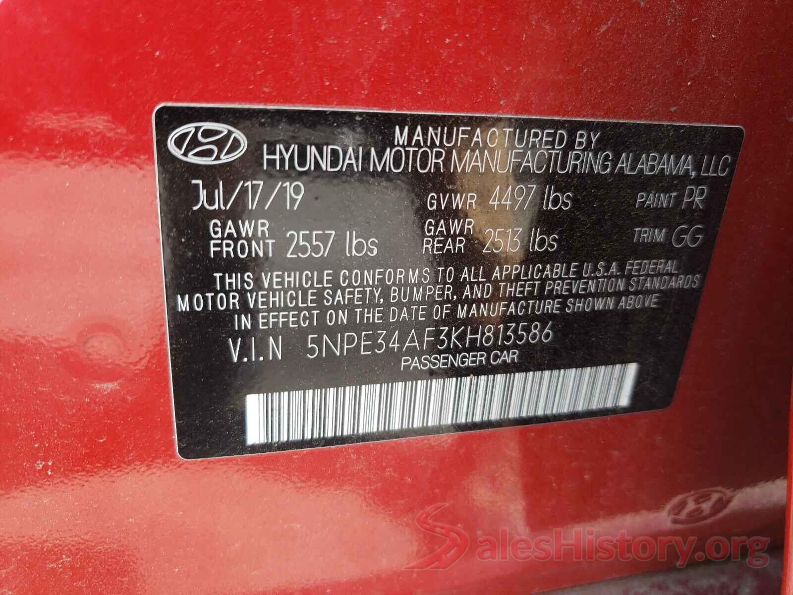 5NPE34AF3KH813586 2019 HYUNDAI SONATA