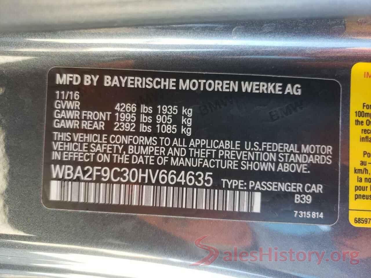 WBA2F9C30HV664635 2017 BMW 2 SERIES