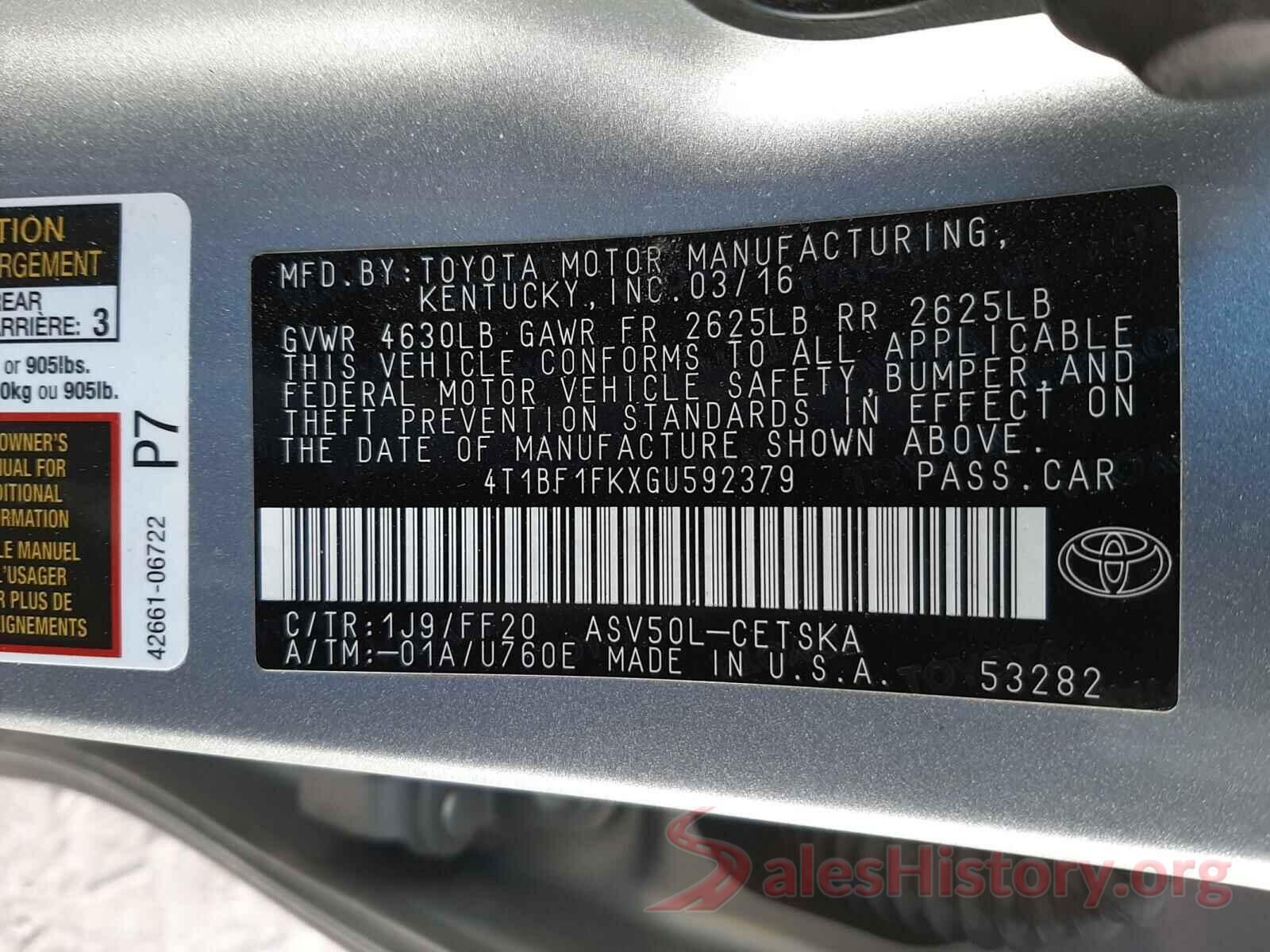 4T1BF1FKXGU592379 2016 TOYOTA CAMRY